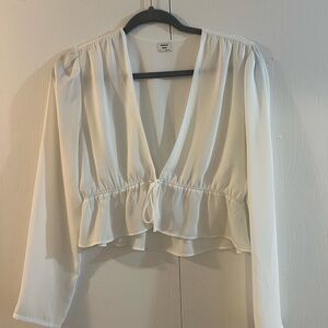 Sunday Best Cropped Tie-front Blouse